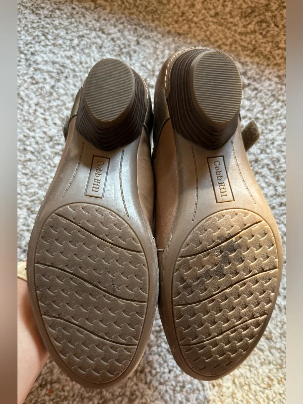 Cobb Hill Women's Taupe Mary-Jane Block Heel 7.5